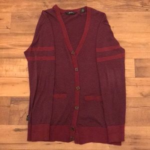 Sean John Burgundy and Navy Blue Striped Cardigan